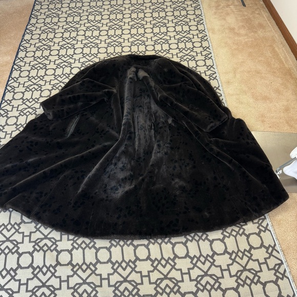 Evan Picone Neiman Marcus Vintage Black Faux Fur Leopard Coat Sz 8 - Picture 3 of 11